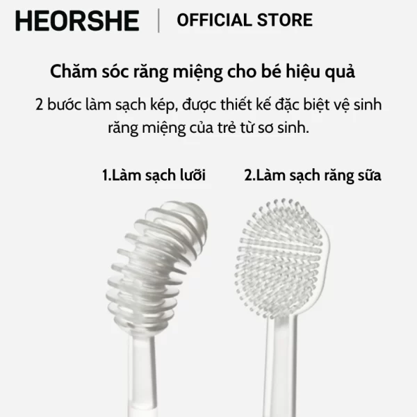 Bộ bàn chải vệ sinh răng miệng cho bé 0-18 tháng HEORSHE - Hình ảnh 9