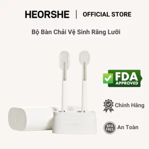 Bộ Bàn Chải Silicon HEORSHE Vệ Sinh Răng Miệng Cho Bé 0-18 tháng