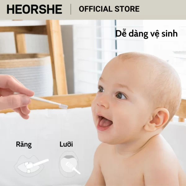 Bộ bàn chải vệ sinh răng miệng cho bé 0-18 tháng HEORSHE - Hình ảnh 3