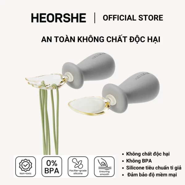 Bộ thìa nĩa Tiny nhựa PPSU kèm hộp HEORSHE tay cầm Silicone thiết kế công thái học - Hình ảnh 9